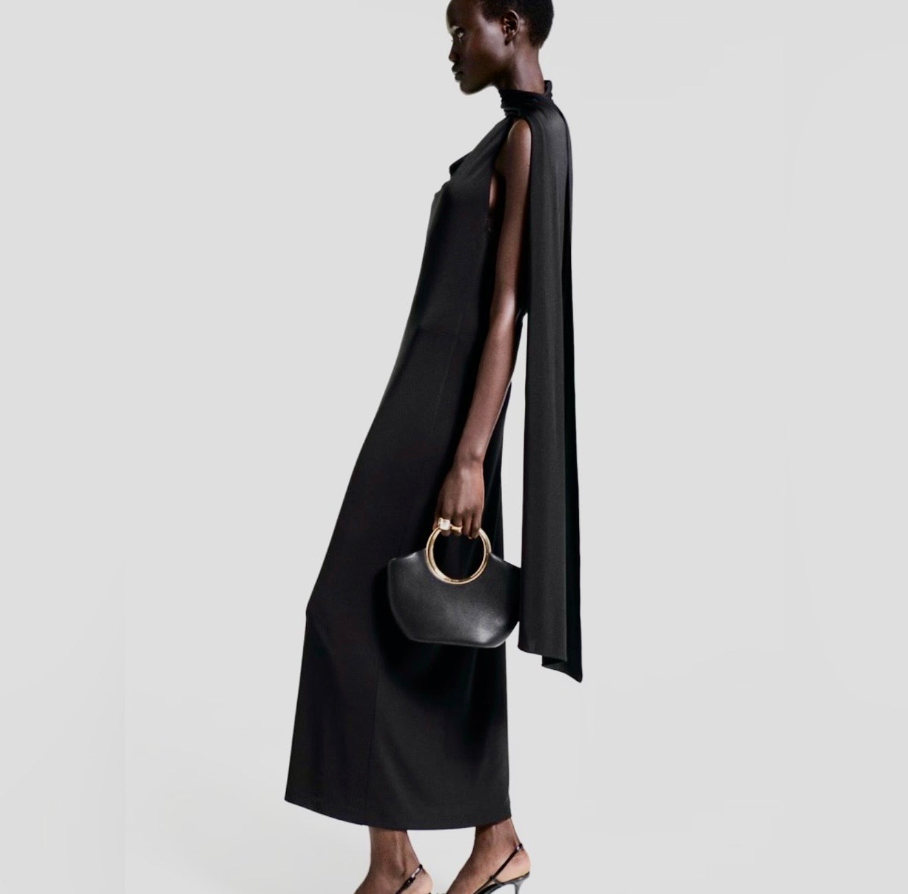 Mango Asymmetrical Bow neck Maxi