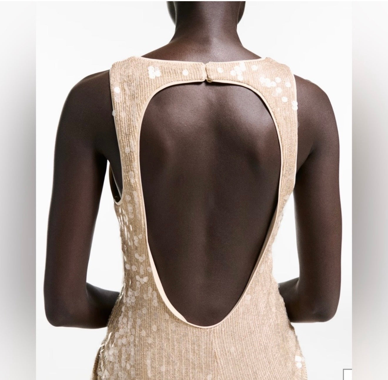Mango Scoop back sequin Midi