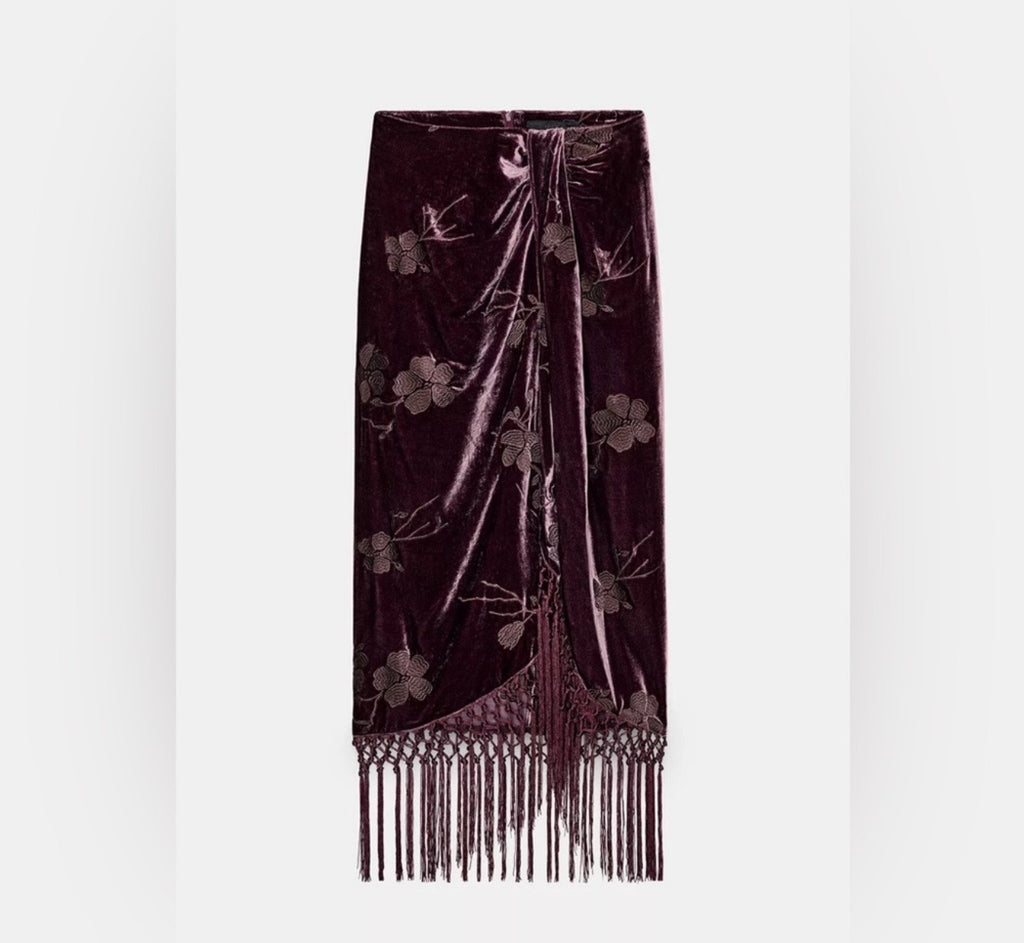 ZW Collection Velvet Floral wraped Skirt
