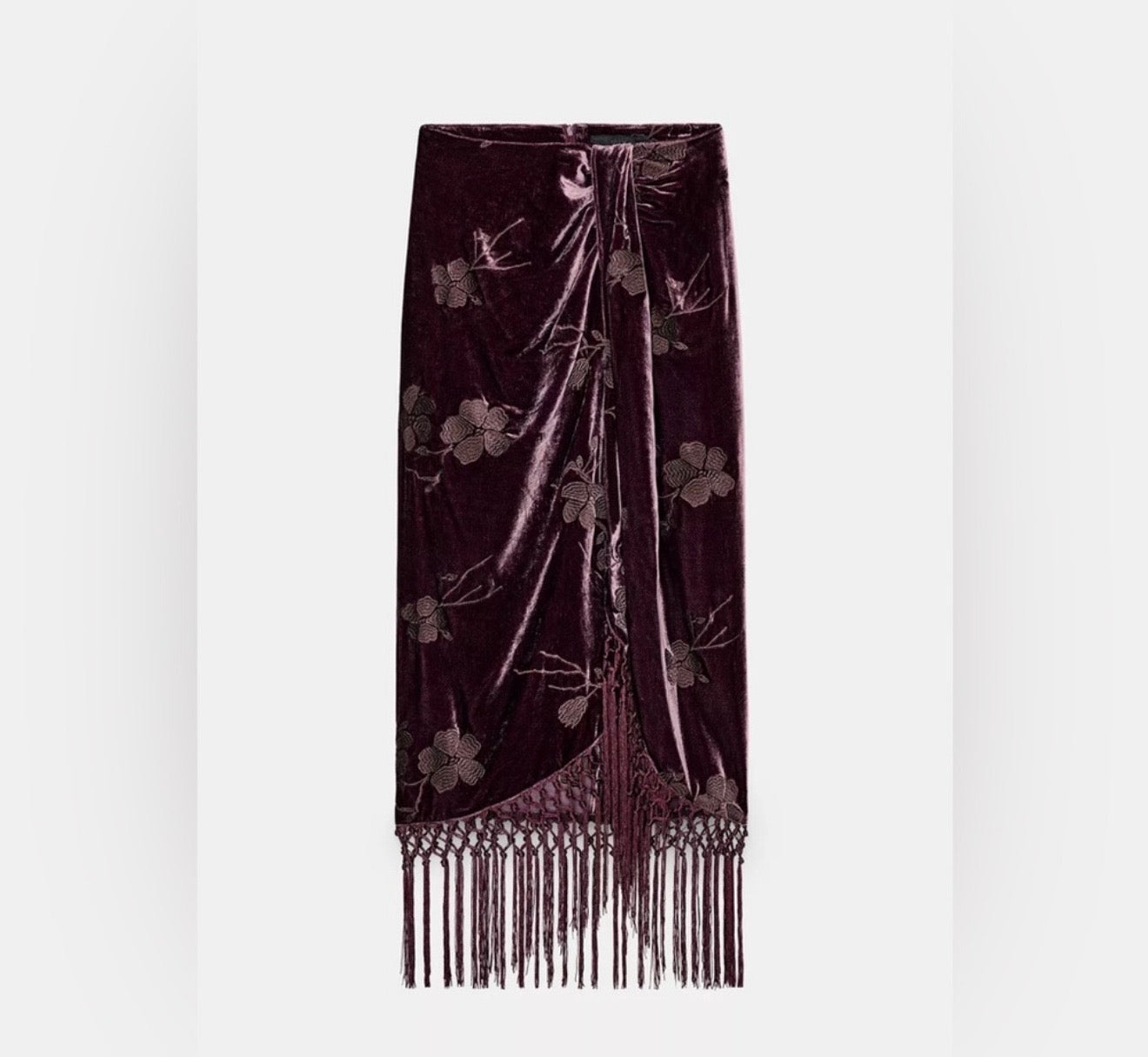 ZW Collection Velvet Floral wraped Skirt