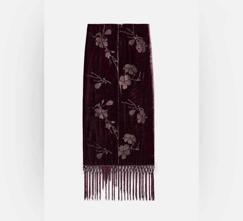 ZW Collection Velvet Floral wraped Skirt