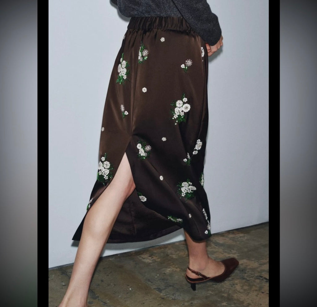 ZW Collection Embroidered Floral Skirt