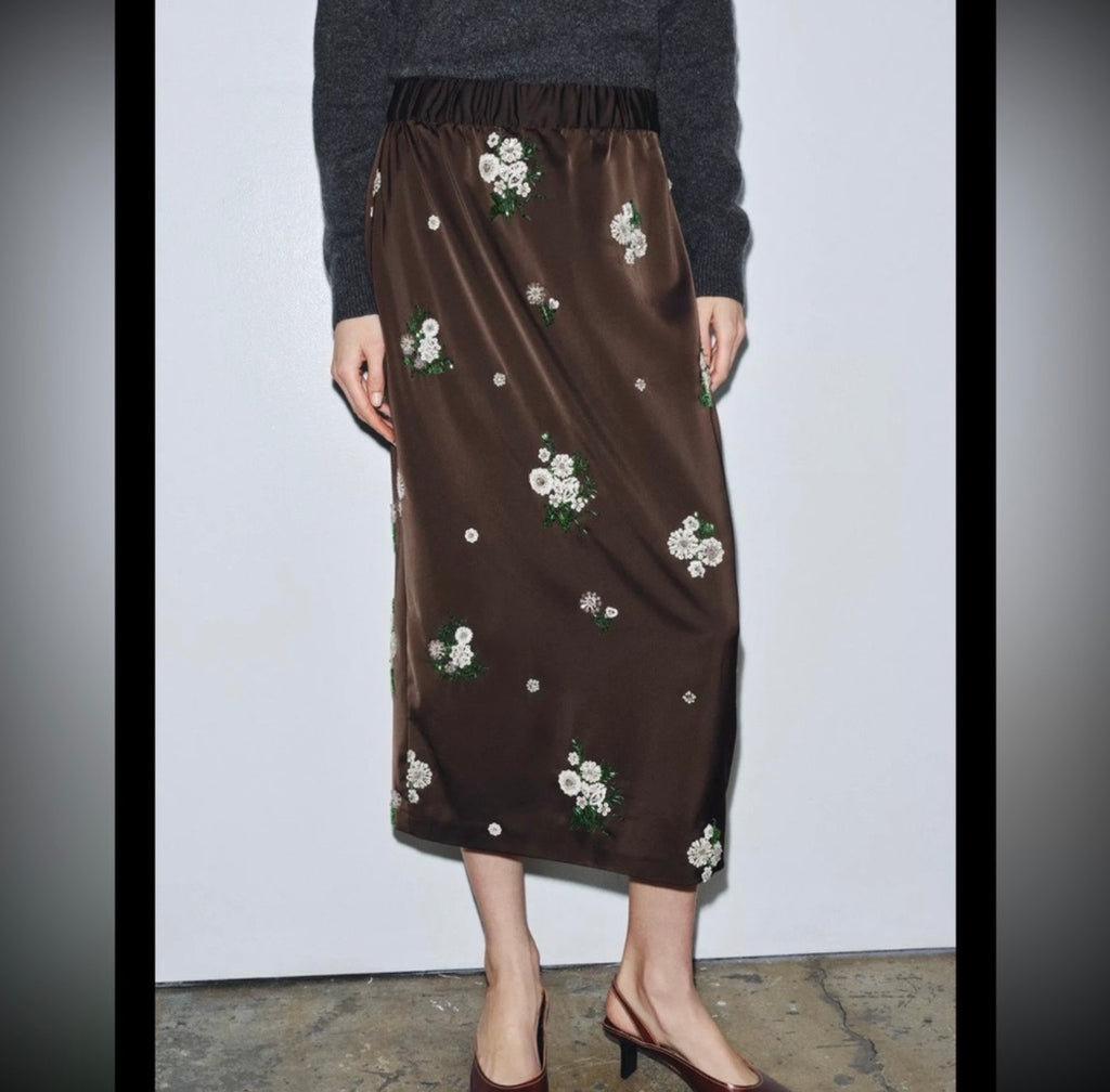 ZW Collection Embroidered Floral Skirt