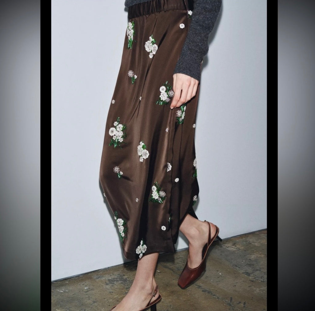 ZW Collection Embroidered Floral Skirt