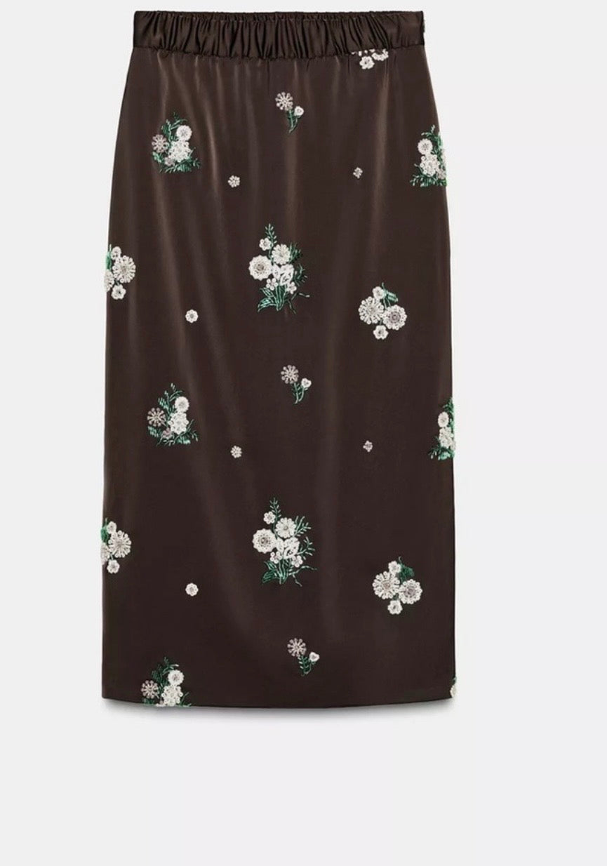 ZW Collection Embroidered Floral Skirt