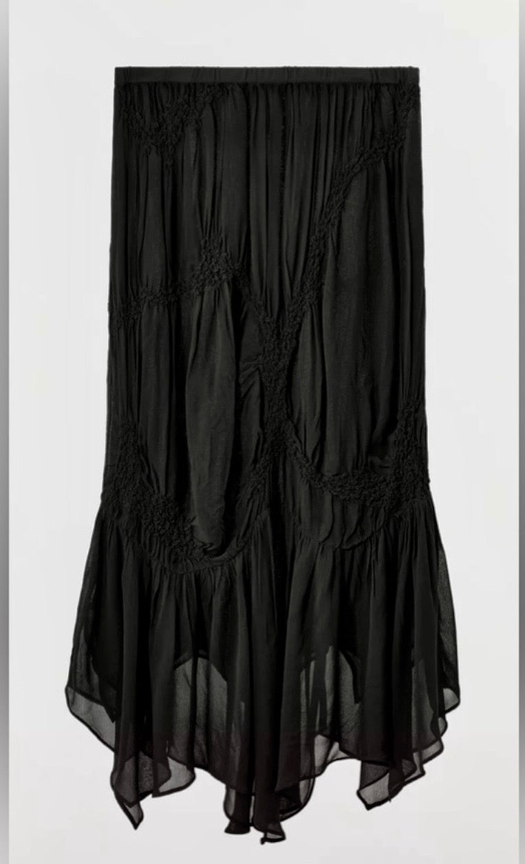 ZW Collection Asymmetrical Textured Ruching Skirt