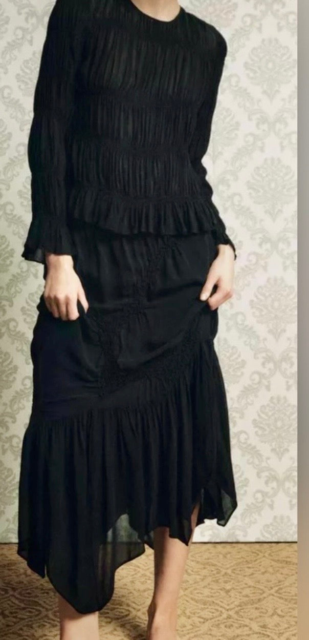 ZW Collection Asymmetrical Textured Ruching Skirt