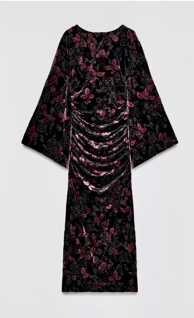 Zara Draper Velvet Embroidered Midi
