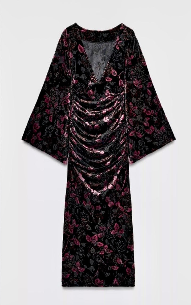 Zara Draper Velvet Embroidered Midi