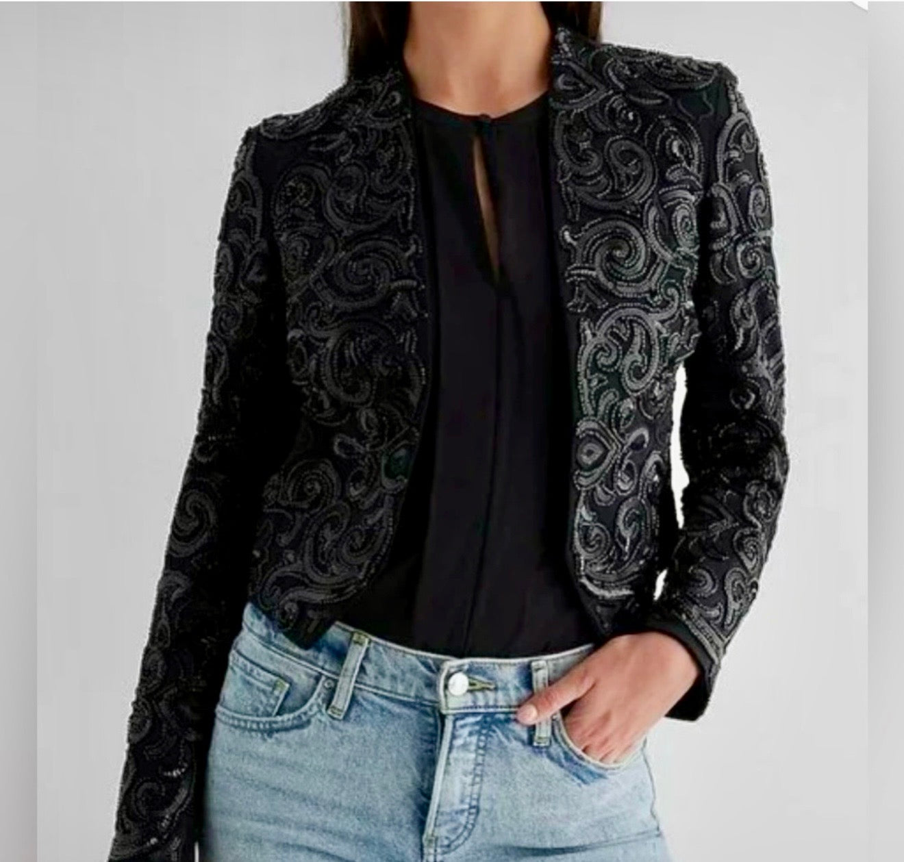 Sequin Cropped Ornate Beaded/Embroidered Jacket