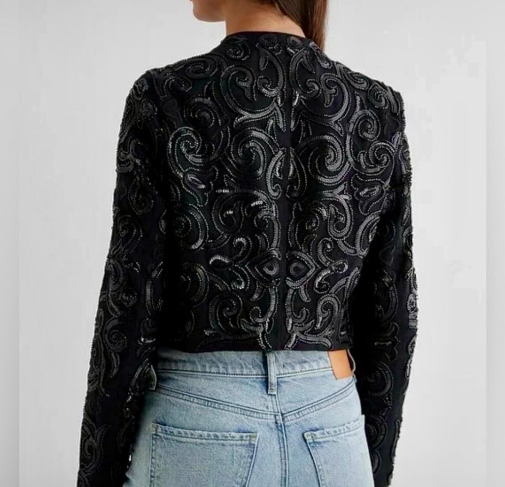 Sequin Cropped Ornate Beaded/Embroidered Jacket