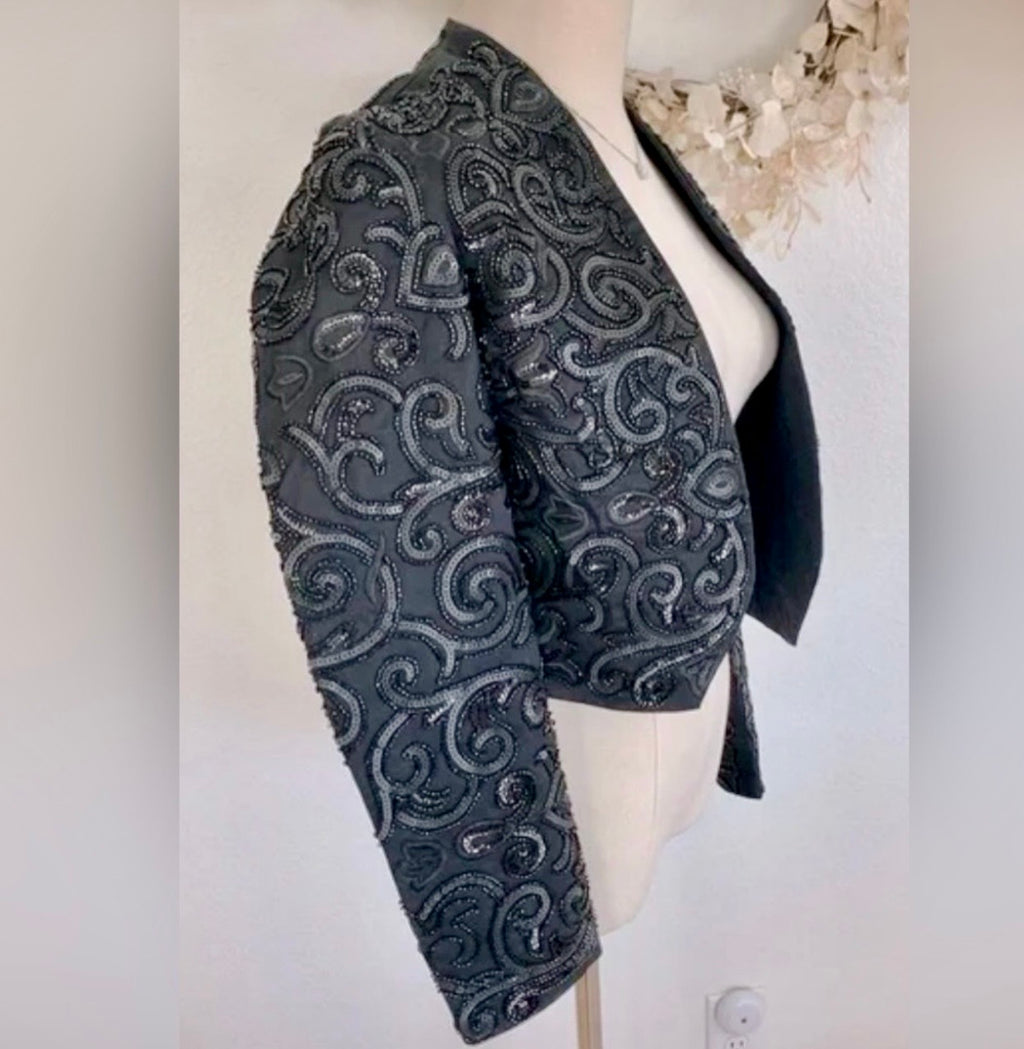 Sequin Cropped Ornate Beaded/Embroidered Jacket