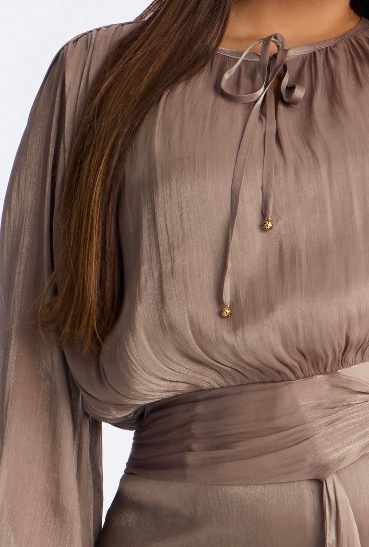 Draped Silk Effect Cinched Waist Jumpsuit
