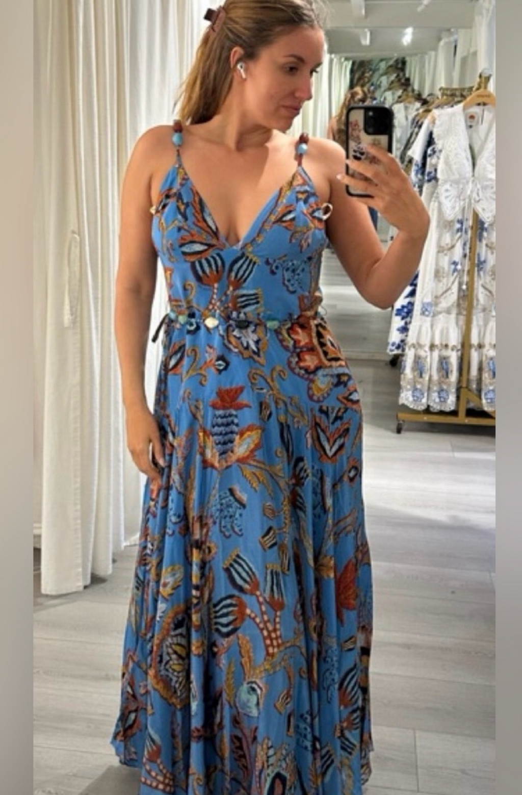 Farm Rio Sunset Tapestry sleeves Maxi