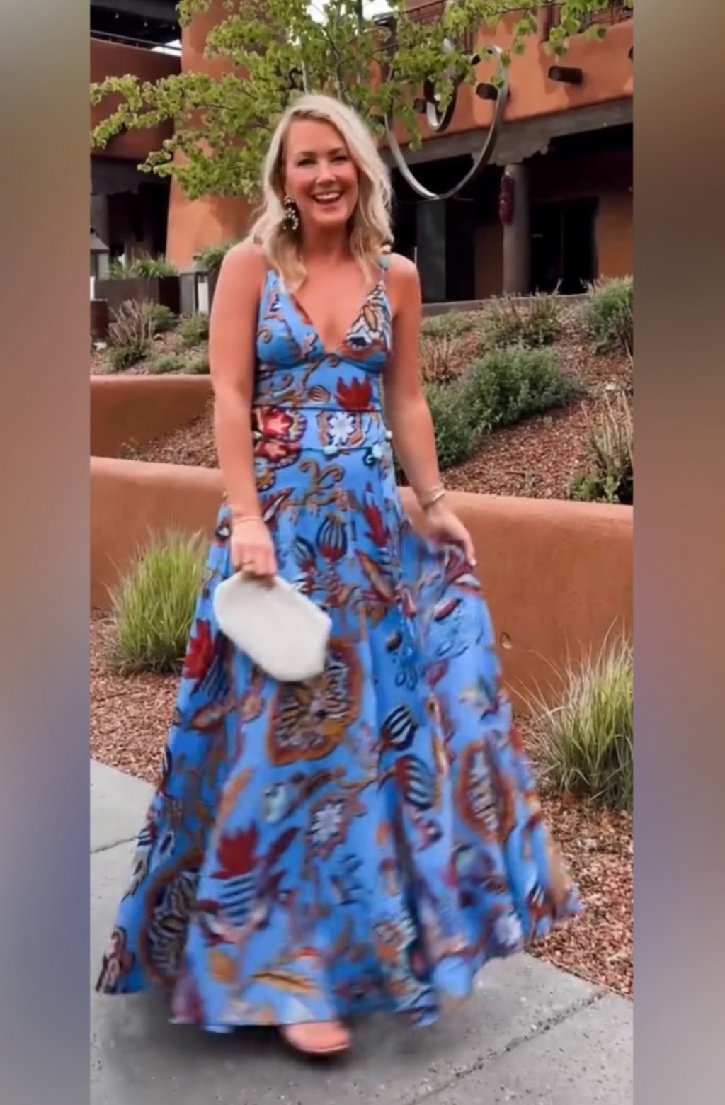 Farm Rio Sunset Tapestry sleeves Maxi