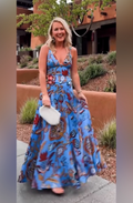 Farm Rio Sunset Tapestry sleeves Maxi