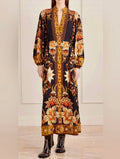 Farm Rio Floral Print Puff Sleeve Maxi Dress - Majestic Garden Black editor list/blog fav